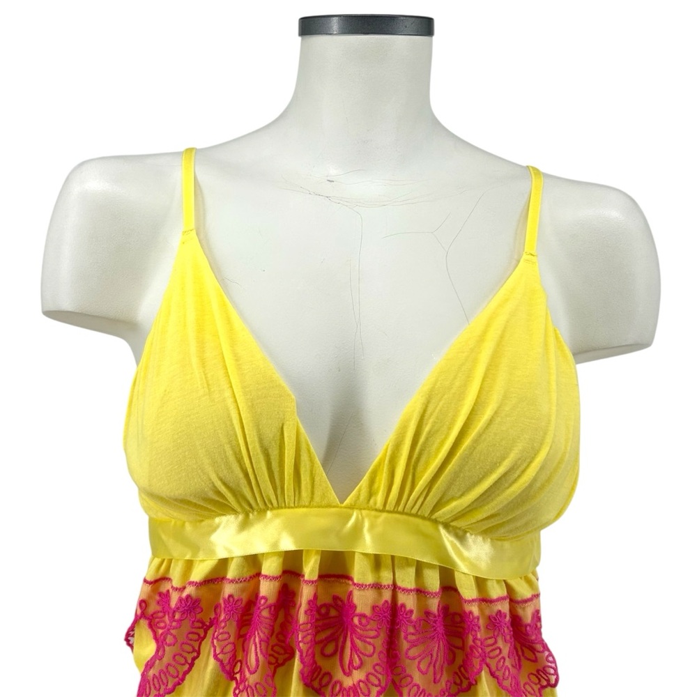NEW SAMPLE Victoria’s Secret Eyelet Lace Tiered Yellow Sunshine Babydoll Small - Picture 2 of 10